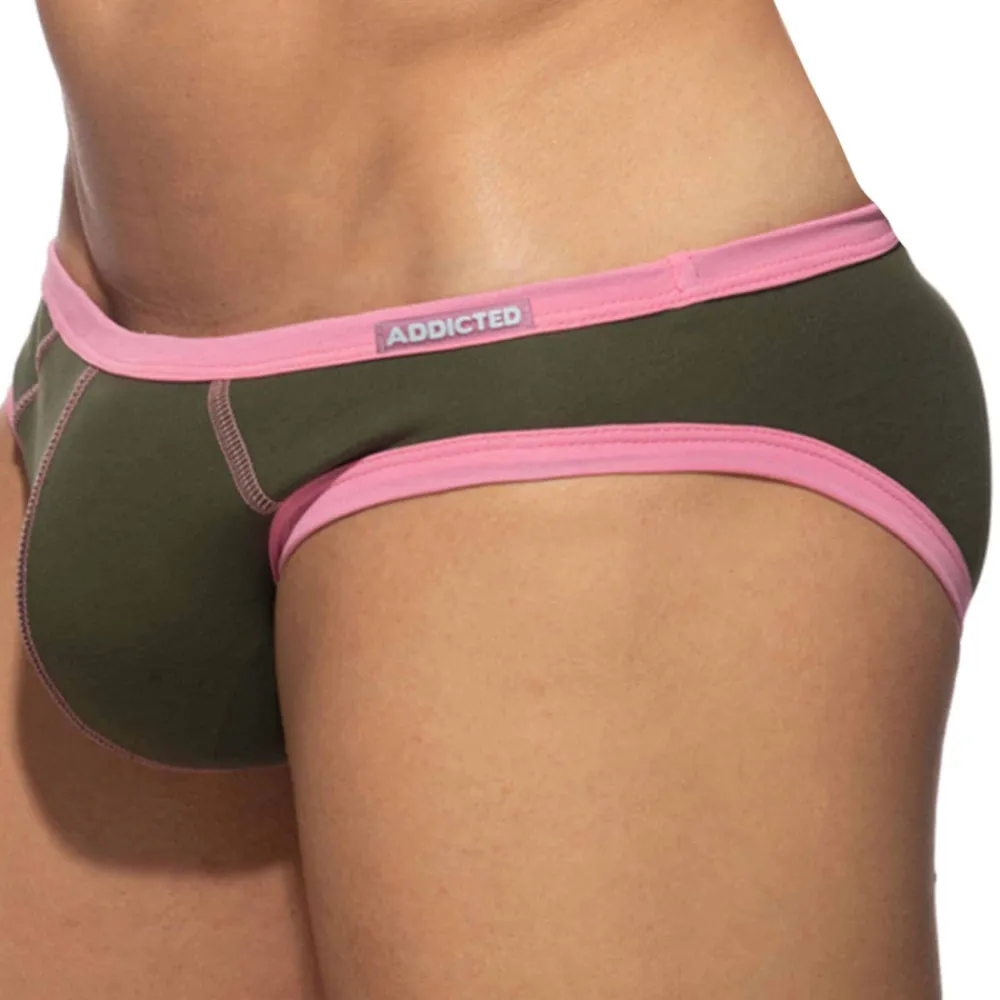 Addicted Mini Slips|Slips-Lot de 3 Slips Twink Coton Orange - Gris - Kaki