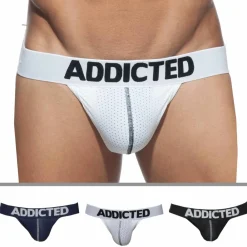 Addicted Strings|Sous-Vêtements Push Up-Lot de 3 Strings Mesh Push Up Noir - Marine - Blanc