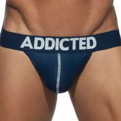 Addicted Strings|Sous-Vêtements Push Up-Lot de 3 Strings Mesh Push Up Noir - Marine - Blanc