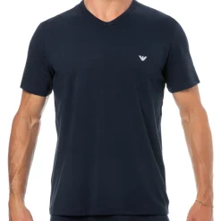 Emporio Armani T-Shirts-Lot de 2 T-Shirts Col V Core Logoband Bleu Marine