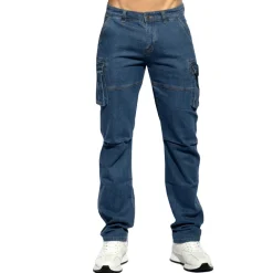 ES Collection Pantalons|Jeans-Pantalon Cargo Jeans Bleu Marine