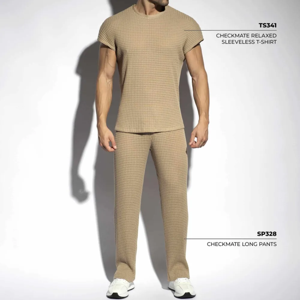 ES Collection Pantalons D'Intérieur|Pantalons-Pantalon Checkmate Beige