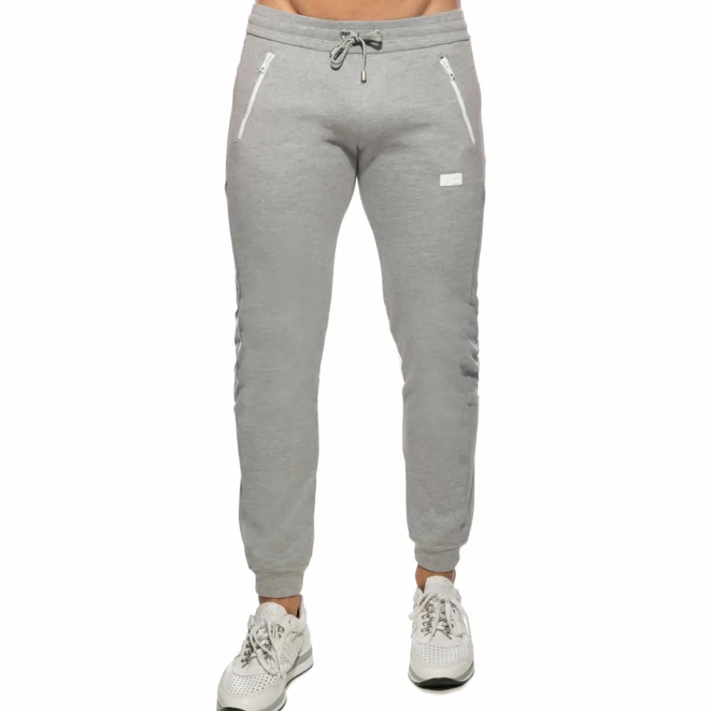 Addicted Pantalons-Pantalon Jogging Double Zip Gris Chiné