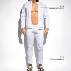 ES Collection Pantalons-Pantalon Sport Uni Blanc