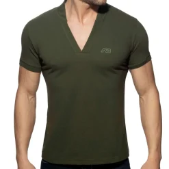 Addicted Chemises / Polos|T-Shirts-Polo Col V AD Kaki
