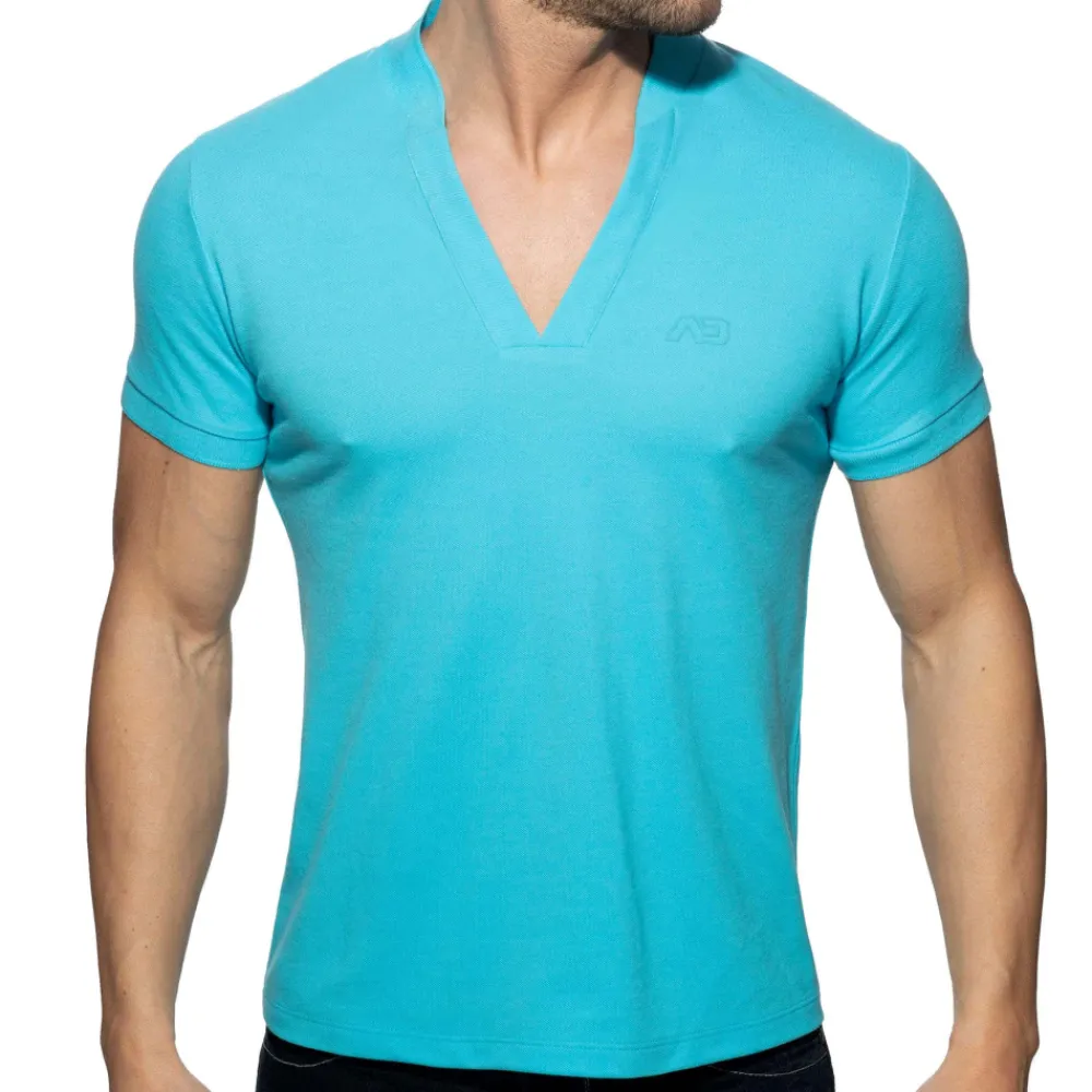 Addicted Chemises / Polos|T-Shirts-Polo Col V AD Turquoise