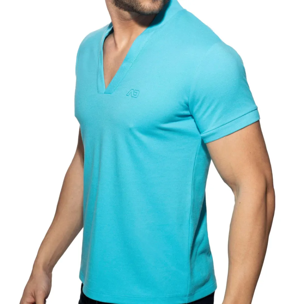 Addicted Chemises / Polos|T-Shirts-Polo Col V AD Turquoise