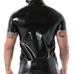 TOF Paris Tenues Sexy|Chemises / Polos-Polo en Latex Seconde Peau Noir