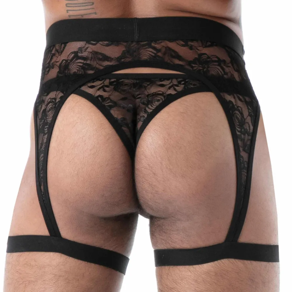 TOF Paris Accessoires Sexy-Porte-Jarretelles en Dentelle Fluide Noir