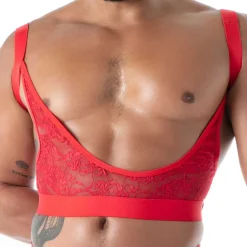 TOF Paris Accessoires Sexy-Porte-Jarretelles en Dentelle Fluide Rouge