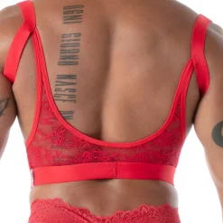 TOF Paris Accessoires Sexy-Porte-Jarretelles en Dentelle Fluide Rouge