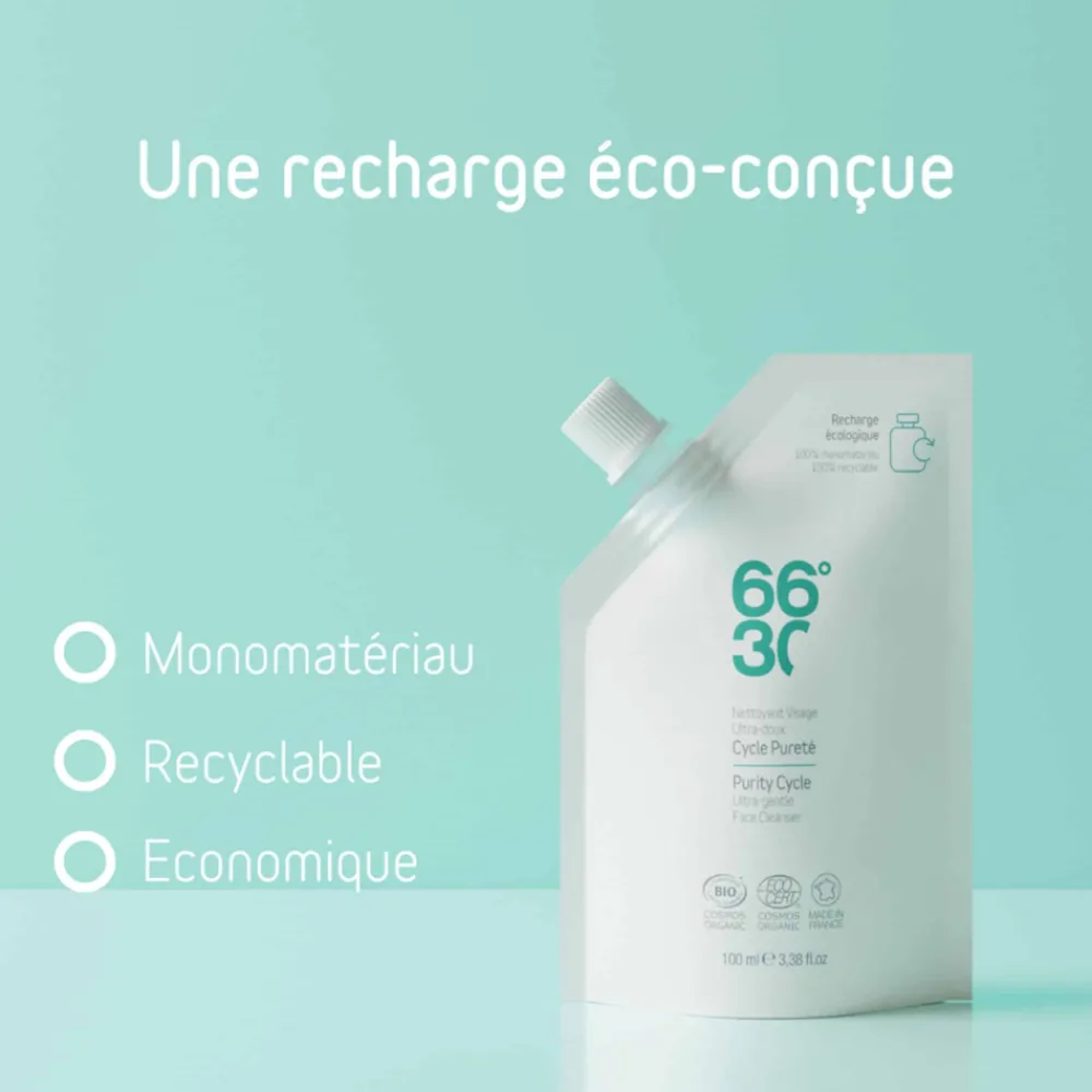 66°30 Soins Du Visage-Recharge Nettoyant Visage Ultra-Doux - Cycle Pureté - 100 ml