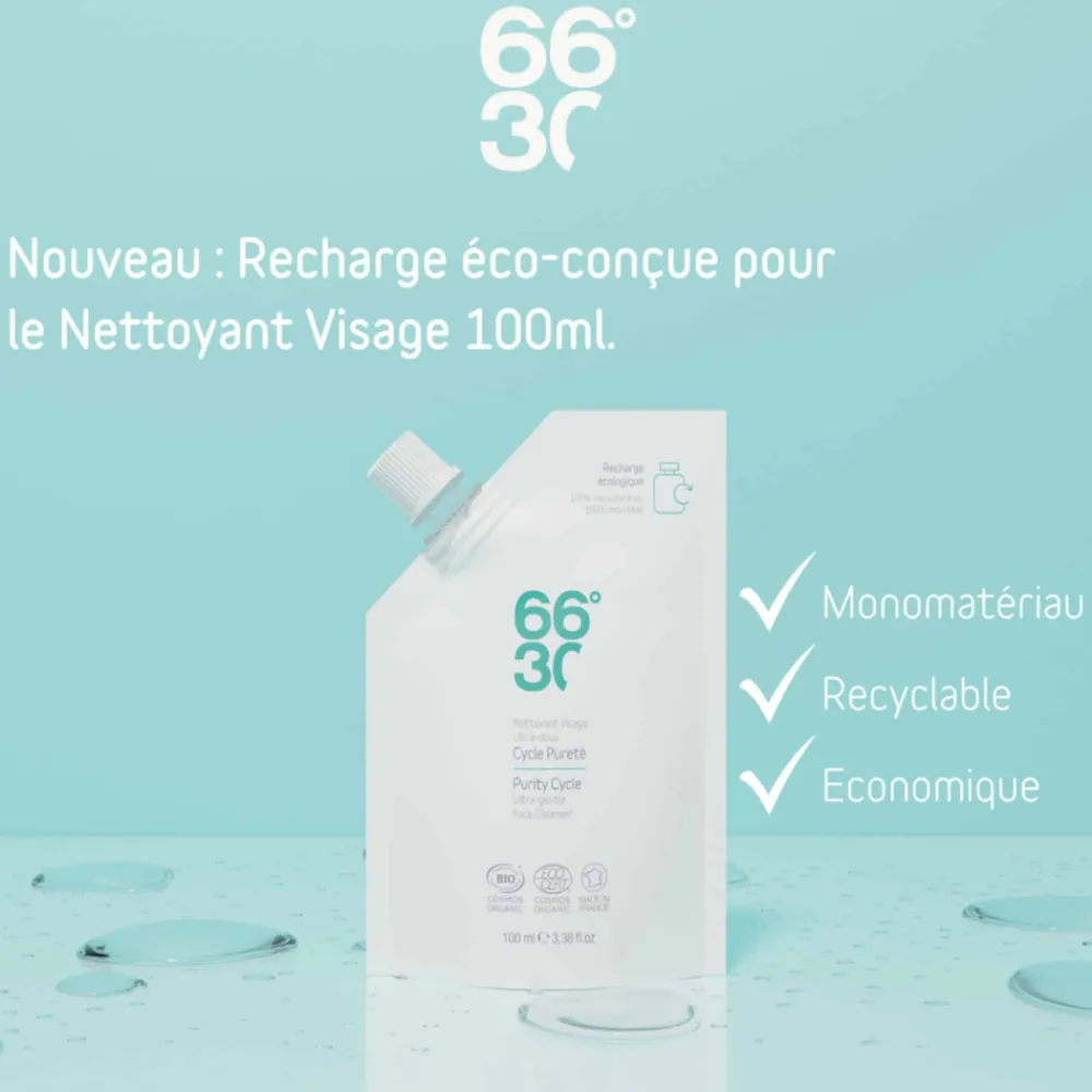 66°30 Soins Du Visage-Recharge Nettoyant Visage Ultra-Doux - Cycle Pureté - 100 ml