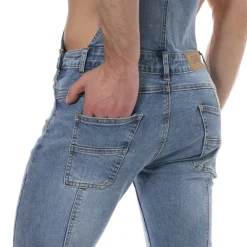 SKU Jeans Fesses Rondes|Fesses Rondes-Salopette Longue Jeans Bleu Indigo