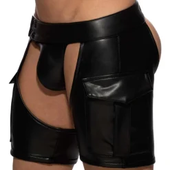 AD Fetish Tenues Sexy|Accessoires Sexy-Short Chaps Noir