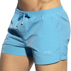 ES Collection Shorts De Bain-Short de Bain à Rayures Fines Bleu Turquoise