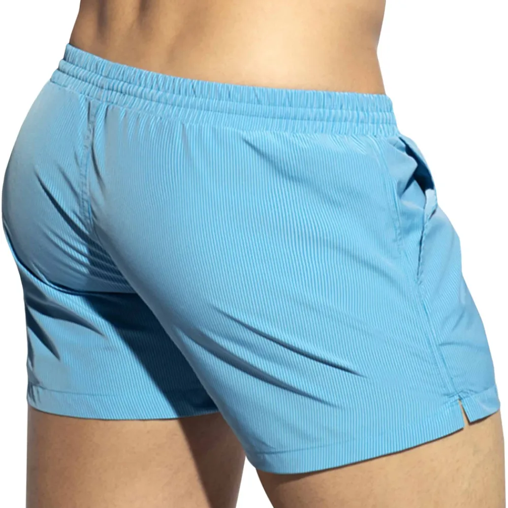 ES Collection Shorts De Bain-Short de Bain à Rayures Fines Bleu Turquoise