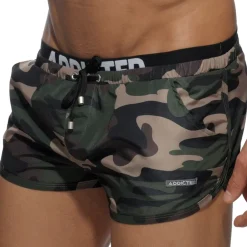 Addicted Shorts De Bain-Short de Bain Double Waistband Camouflage Kaki