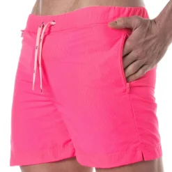 TOF Paris Shorts De Bain-Short de Bain Long Rose Fluo