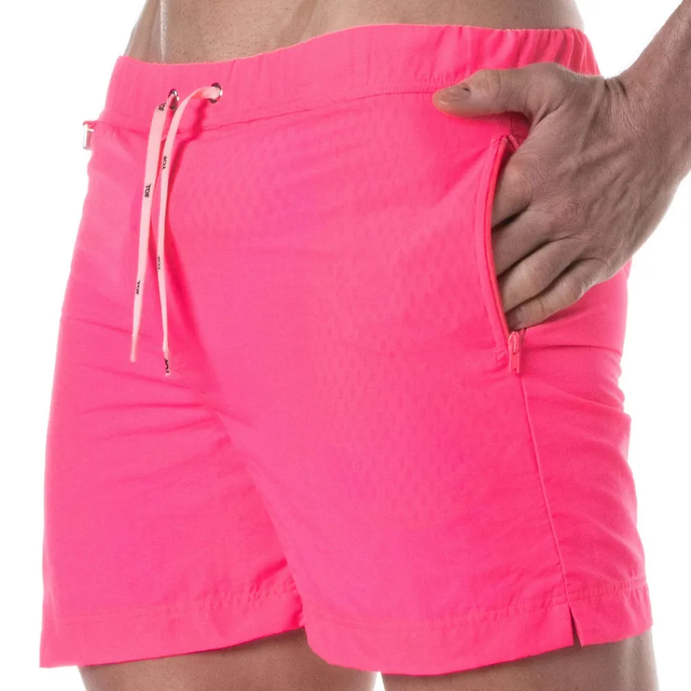 TOF Paris Shorts De Bain-Short de Bain Long Rose Fluo