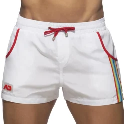 Addicted Shorts De Bain-Short de Bain Rainbow Tape Blanc