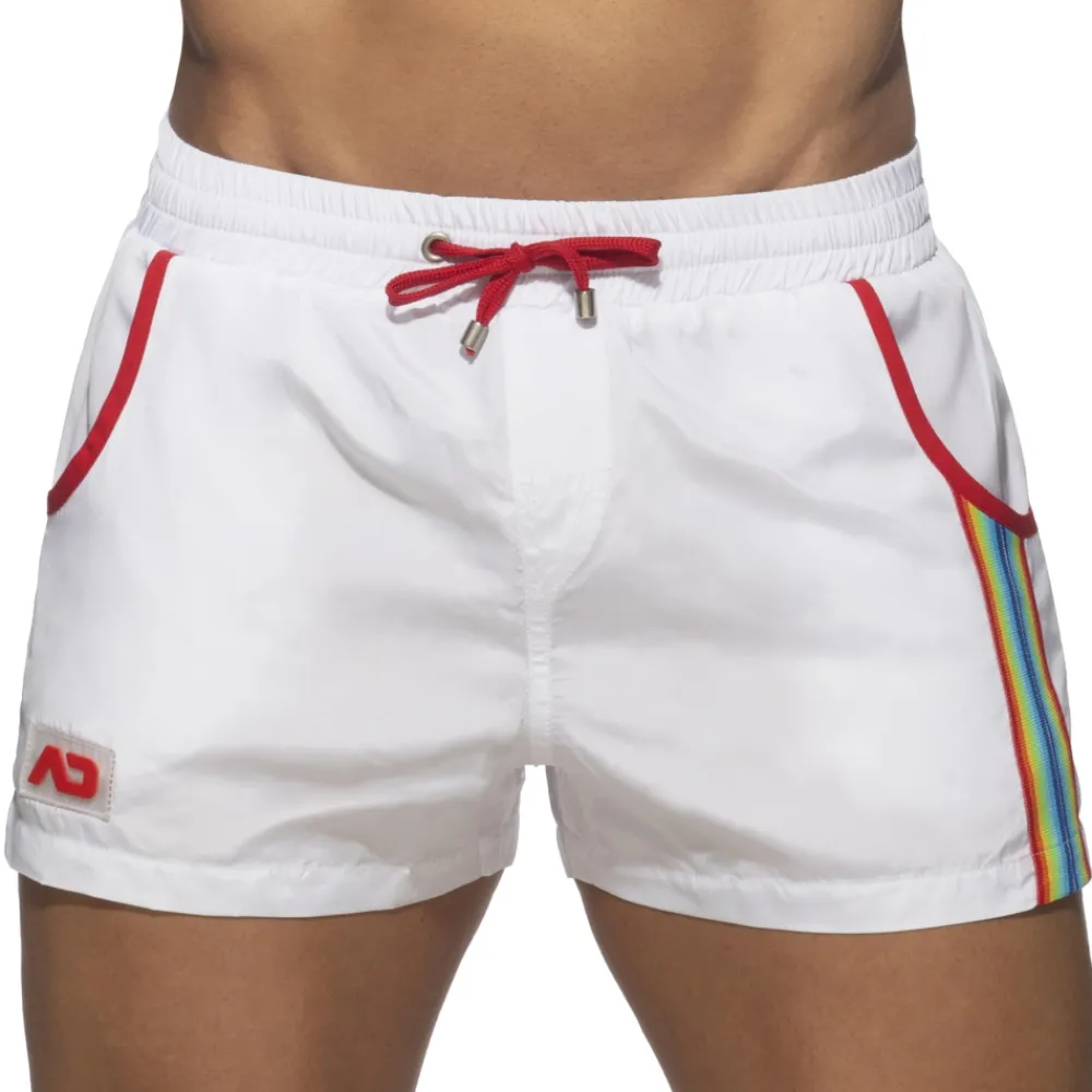 Addicted Shorts De Bain-Short de Bain Rainbow Tape Blanc