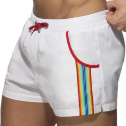 Addicted Shorts De Bain-Short de Bain Rainbow Tape Blanc