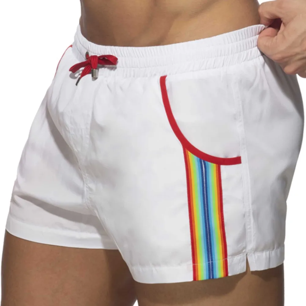 Addicted Shorts De Bain-Short de Bain Rainbow Tape Blanc