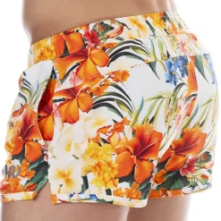 SKU Shorts De Bain-Short de Bain Tropical Summer Blanc