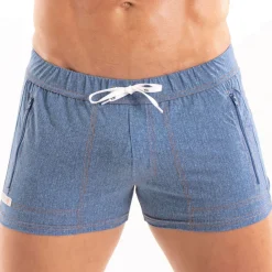 TOF Paris Shorts De Bain-Short de Bain Zippé Denim Bleu