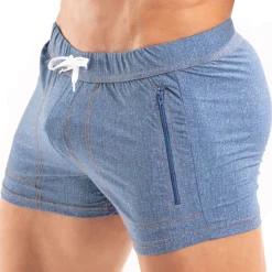 TOF Paris Shorts De Bain-Short de Bain Zippé Denim Bleu