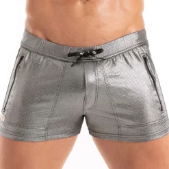 TOF Paris Shorts De Bain-Short de bain Zippé Métal Argent