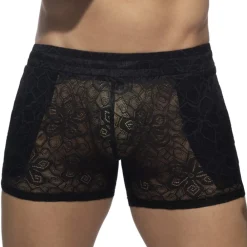 Addicted Tenues Sexy-Short Dentelle Florale Noir