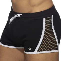 AD Fetish Tenues Sexy|Shorts-Short Mesh Striped Noir - Blanc