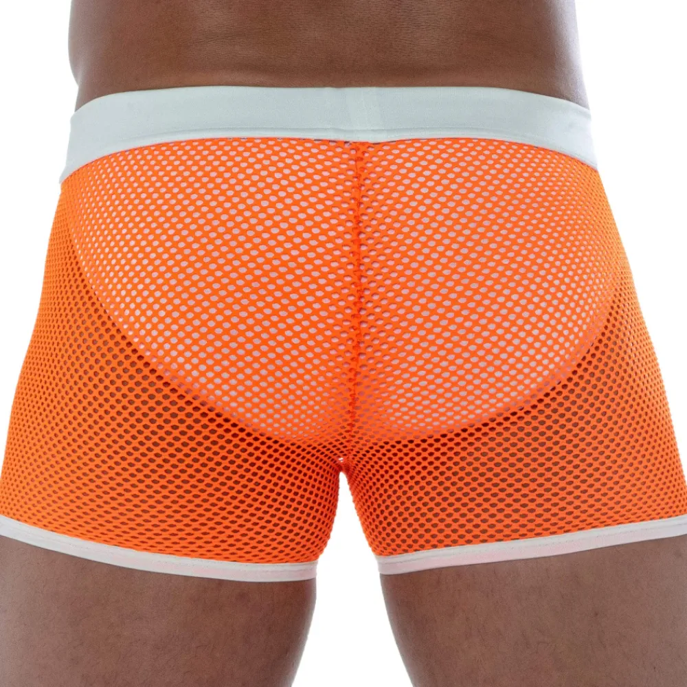 TOF Paris Shorts-Short Neon Mesh Orange Fluo