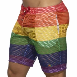 Addicted Shorts-Short Rainbow Mesh Arc-en-Ciel