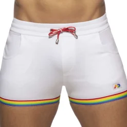 Addicted Shorts-Short Rainbow Tape Coton Blanc