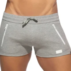 Addicted Shorts-Short Sport Double Zip Gris Chiné
