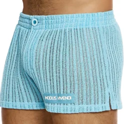 Modus Vivendi Shorts-Short Striped Crochet Bleu Clair