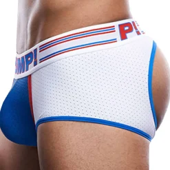Pump! Boxers Sexy-Shorty Bottomless Access E-Racer Velocity Blanc - Bleu Electrique