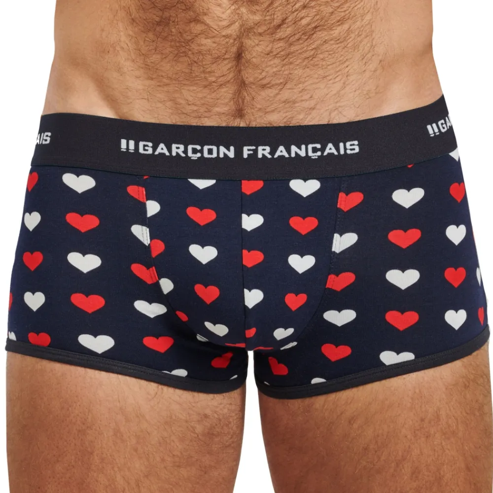 Garçon Français Shortys|Boxers-Shorty Coton Cœurs Bleu Marine