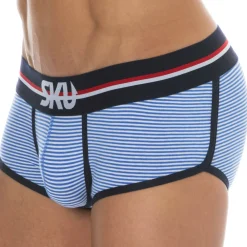 SKU Shortys|Boxers-Shorty Coton Rayure Bleu - Blanc