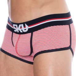 SKU Shortys|Boxers-Shorty Coton Rayure Rouge - Blanc