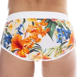 SKU Shortys De Bain|Boxers De Bain-Shorty de Bain Tropical Summer Blanc