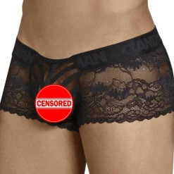 CandyMan Boxers Sexy-Shorty Dentelle Résille Rayée Noir