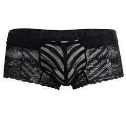 CandyMan Boxers Sexy-Shorty Dentelle Résille Rayée Noir