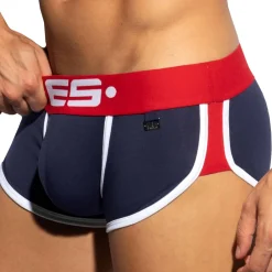 ES Collection Shortys|Boxers-Shorty Double Side Coton Marine - Rouge