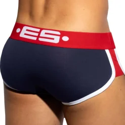 ES Collection Shortys|Boxers-Shorty Double Side Coton Marine - Rouge