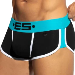 ES Collection Shortys|Boxers-Shorty Double Side Coton Noir - Turquoise