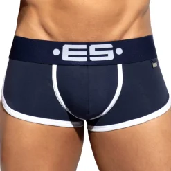 ES Collection Shortys|Boxers-Shorty Double Side Coton Marine - Blanc